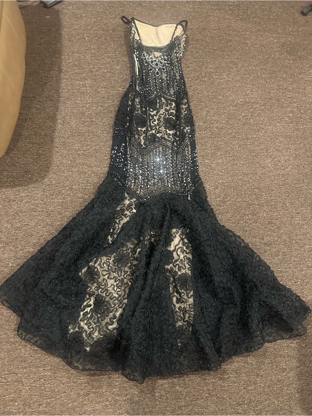 Like NEW! Jovani Women's Sz 2 Evening gown prom dress Blk Bead sequins Lace - Picture 9 of 9